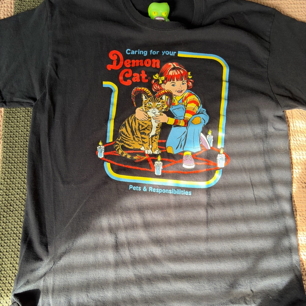 Demon Cat Graphic Black T-Shirt